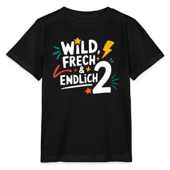 Wild, Frech & Endlich 2 Jahre 2. Geburtstag - Stanley/Stella Kinder T-Shirt MINI CREATOR  - Schwarz - Vorne - Mikhail (115cm)