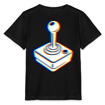 Joystick Glitch – Rétro Gaming - T-shirt bio MINI CREATOR Stanley/Stella Enfant - noir - Devant - Mikhail (115cm)