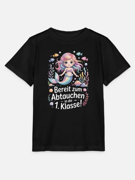 Einschulung Mädchen Meerjungfrau Schulkind 2025 - Stanley/Stella Kinder T-Shirt MINI CREATOR  - Schwarz