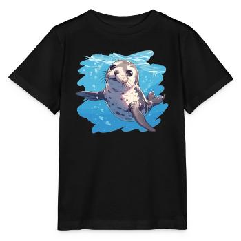 Joints, Phoque - T-shirt bio MINI CREATOR Stanley/Stella Enfant - noir - Devant - Mikhail (115cm)