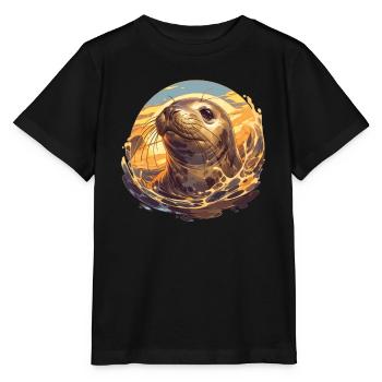 Joints, Phoque - T-shirt bio MINI CREATOR Stanley/Stella Enfant - noir - Devant - Mikhail (115cm)