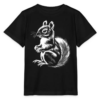 Süßes Eichhörnchen Illustration Herbst - Stanley/Stella Kinder T-Shirt MINI CREATOR  - Schwarz - Vorne - Mikhail (115cm)