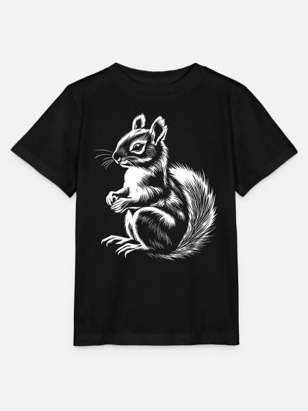 Süßes Eichhörnchen Illustration Herbst - Stanley/Stella Kinder T-Shirt MINI CREATOR - Schwarz
