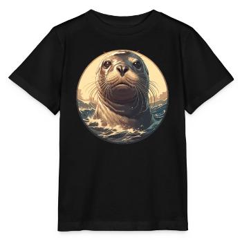 Joints, Phoque - T-shirt bio MINI CREATOR Stanley/Stella Enfant - noir - Devant - Mikhail (115cm)