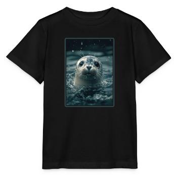 Joints, Phoque - T-shirt bio MINI CREATOR Stanley/Stella Enfant - noir - Devant - Mikhail (115cm)