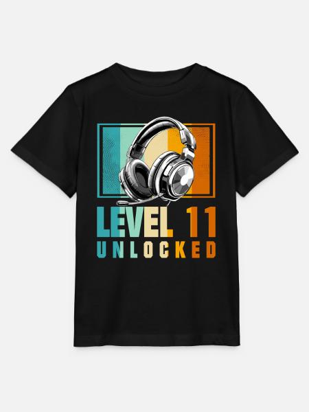 11. Geburtstag Junge Video Gamer Level 11 Unlocked - Stanley/Stella Kinder T-Shirt MINI CREATOR - Schwarz