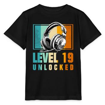 19e anniversaire Garçon Vidéo Gamer Niveau 19 Débloqué - T-shirt bio MINI CREATOR Stanley/Stella Enfant - noir - Devant - Mikhail (115cm)