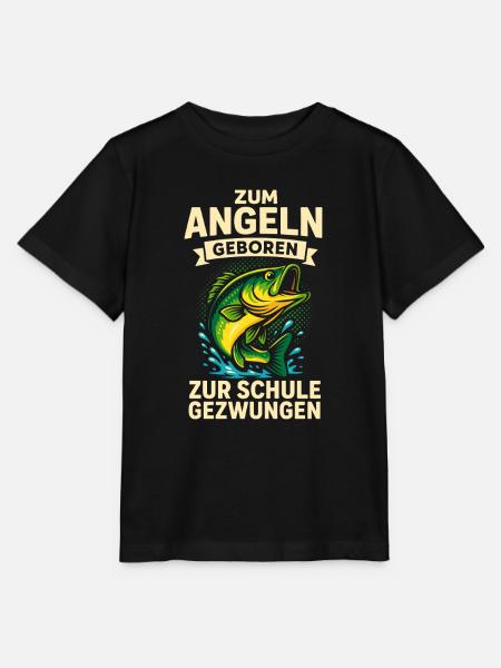 Geboren zum Angeln – Zur Schule gezwungen - Stanley/Stella Kinder T-Shirt MINI CREATOR - Schwarz
