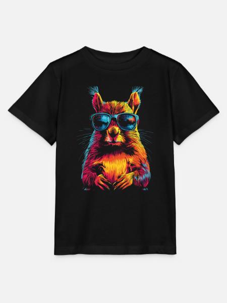 Eichhörnchen mit Sonnenbrille Regenbogen - Stanley/Stella Kinder T-Shirt MINI CREATOR  - Schwarz
