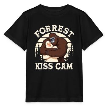 Bigfoot und Yeti im Wald Kiss Cam Lustiger - Stanley/Stella Kinder T-Shirt MINI CREATOR  - Schwarz - Vorne - Mikhail (115cm)