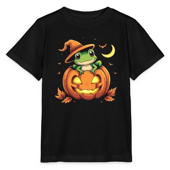 Pumpkin Frog Ribbooobit - Stanley/Stella MINI CREATOR Kids’ T-Shirt - black - Front - Mikhail (115cm)