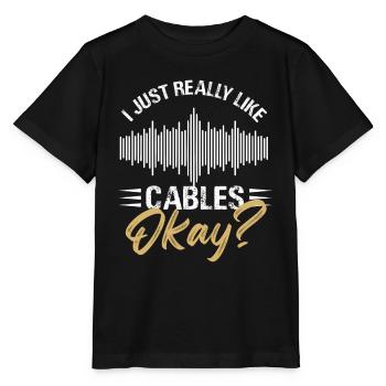 Thème « J’aime vraiment les câbles » - T-shirt bio MINI CREATOR Stanley/Stella Enfant - noir - Devant - Mikhail (115cm)