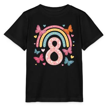 Regenbogen Schmetterling 8. Geburtstag Mädchen - Stanley/Stella Kinder T-Shirt MINI CREATOR  - Schwarz - Vorne - Mikhail (115cm)