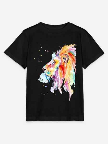 Bunter Aquarell Löwe - Stanley/Stella Kinder T-Shirt MINI CREATOR  - Schwarz