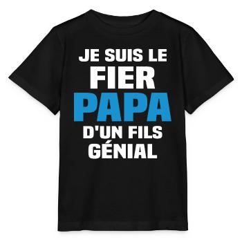 Je suis le fier papa d'un fils génial - T-shirt bio MINI CREATOR Stanley/Stella Enfant - noir - Devant - Mikhail (115cm)