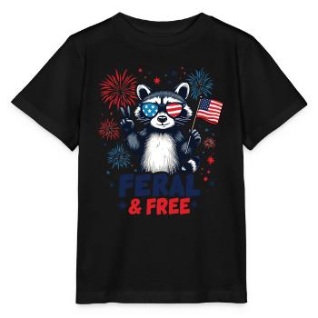 Raccoon Feral & Free Red White Feral 4th Of July - Stanley/Stella MINI CREATOR Kids’ T-Shirt - black - Front - Mikhail (115cm)