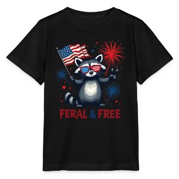 Raccoon Feral & Free White And Feral 4th Of July - Stanley/Stella MINI CREATOR Kids’ T-Shirt - black - Front - Mikhail (115cm)
