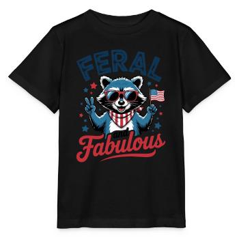 Raccoon Feral & Free Red White And Feral - Stanley/Stella MINI CREATOR Kids’ T-Shirt - black - Front - Mikhail (115cm)
