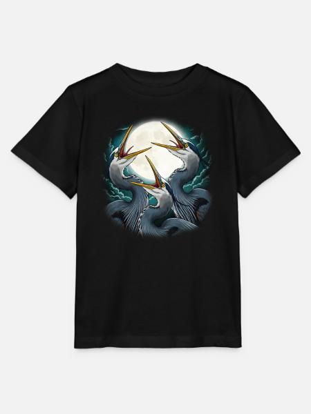 Drei Blaureiher Mond Heulen - Stanley/Stella Kinder T-Shirt MINI CREATOR - Schwarz