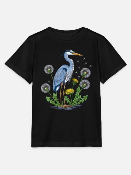 Blauer Reiher und Löwenzahn - Stanley/Stella Kinder T-Shirt MINI CREATOR - Schwarz