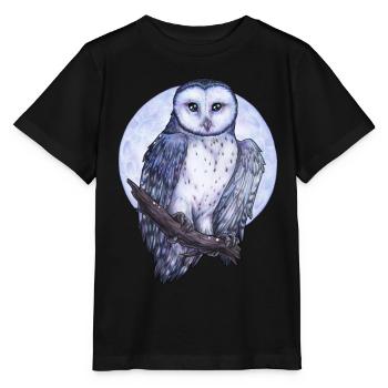 Eule Schleiereule weiß blau Mond Nacht Geschenk - Stanley/Stella Kinder T-Shirt MINI CREATOR  - Schwarz - Vorne - Mikhail (115cm)
