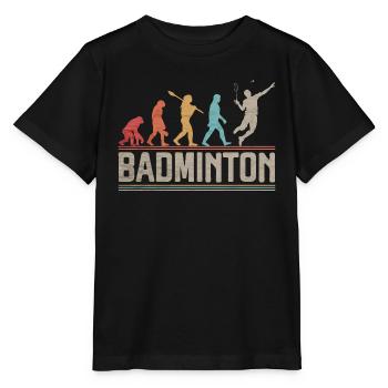 Evolution of Badminton Funny Shuttlecocks Birdie - Stanley/Stella MINI CREATOR Kids’ T-Shirt - black - Front - Mikhail (115cm)