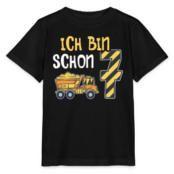 7. Geburtstag Junge 7 Jahre alt Baustelle Kipper - Stanley/Stella Kinder T-Shirt MINI CREATOR  - Schwarz - Vorne - Mikhail (115cm)