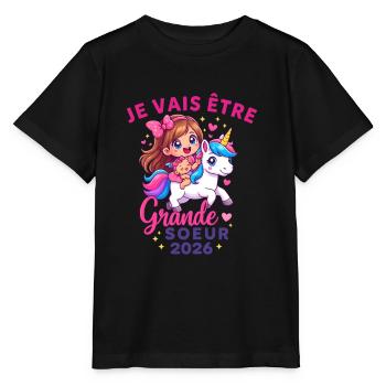 Ich werde stolze Schwester 2026 Einhorn - Stanley/Stella Kinder T-Shirt MINI CREATOR  - Schwarz - Vorne - Mikhail (115cm)