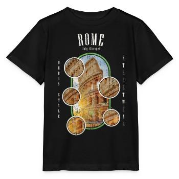 Rome Italy City Skyline Colosseum Home Love - Stanley/Stella MINI CREATOR Kids’ T-Shirt - black - Front - Mikhail (115cm)