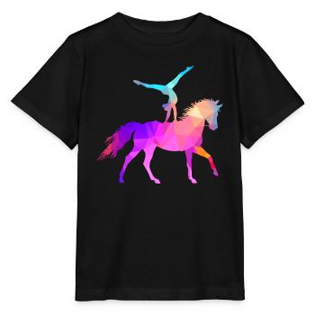 Voltige acrobatie sport équestre équitation cheval coloré - T-shirt bio MINI CREATOR Stanley/Stella Enfant - noir - Devant - Mikhail (115cm)