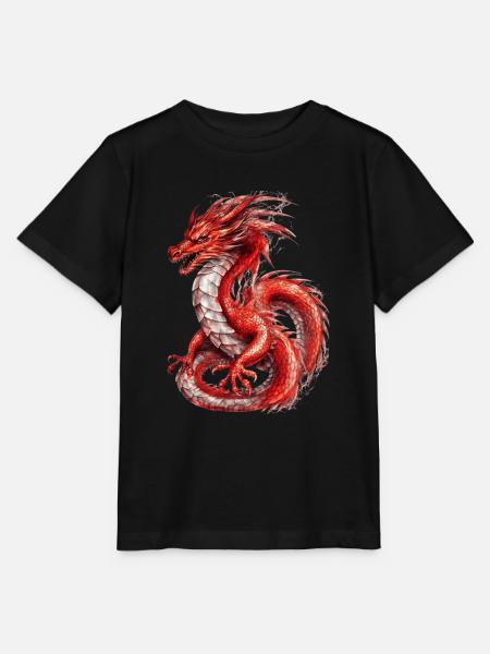 Roter Drache, Nebeltier - Stanley/Stella Kinder T-Shirt MINI CREATOR  - Schwarz
