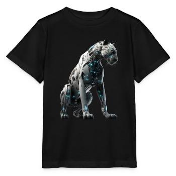 Cyber-Raubkatze - Stanley/Stella Kinder T-Shirt MINI CREATOR  - Schwarz - Vorne - Mikhail (115cm)