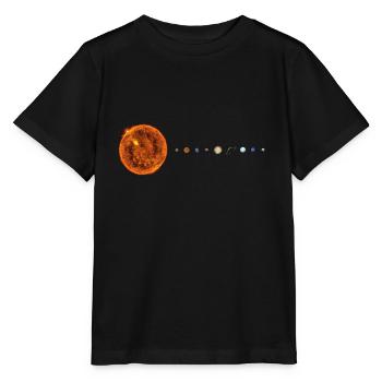 Sonnenplanet-Galaxie - Stanley/Stella Kinder T-Shirt MINI CREATOR  - Schwarz - Vorne - Mikhail (115cm)