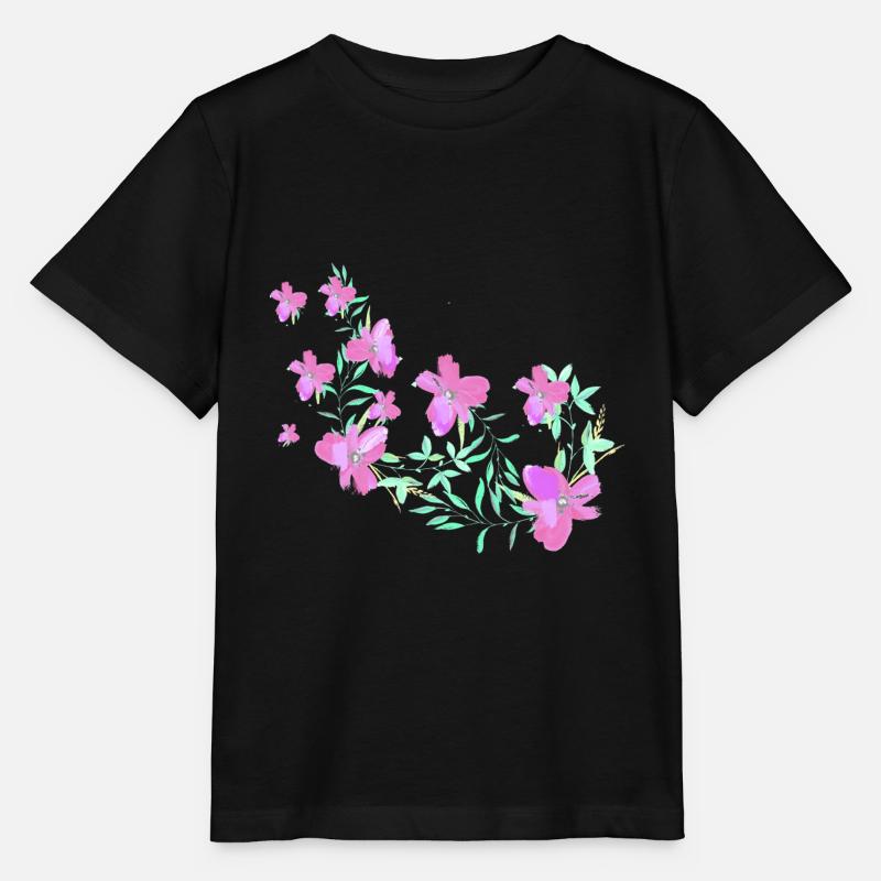 laurier-rose,fleur,lotus,vigne,floral,fleurs - T-shirt bio MINI CREATOR Stanley/Stella Enfant - noir