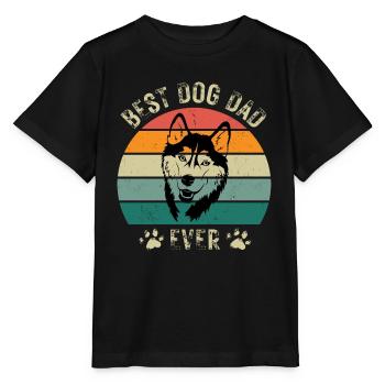Chien Husky Chien Papa Fête des Pères Rétro Anniversaire - T-shirt bio MINI CREATOR Stanley/Stella Enfant - noir - Devant - Mikhail (115cm)