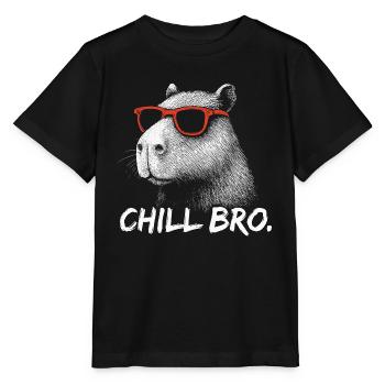 CHILL BRO – Lustiges Capybara mit Sonnenbrille - Stanley/Stella Kinder T-Shirt MINI CREATOR  - Schwarz - Vorne - Mikhail (115cm)