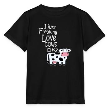 I just freaking love cows cadeau paysan vache amour - T-shirt bio MINI CREATOR Stanley/Stella Enfant - noir - Devant - Mikhail (115cm)