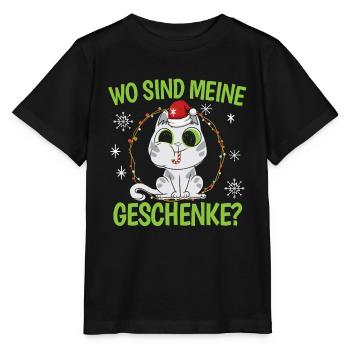 Wo Sind Meine Geschenk Kätzchen Weihnachtliches - Stanley/Stella Kinder T-Shirt MINI CREATOR  - Schwarz - Vorne - Mikhail (115cm)
