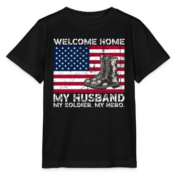 Willkommen zu Hause Mein Mann Mein Soldat Mein Held - Stanley/Stella Kinder T-Shirt MINI CREATOR  - Schwarz - Vorne - Mikhail (115cm)
