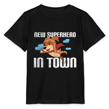 New Superhero in town - Stanley/Stella Kinder T-Shirt MINI CREATOR  - Schwarz - Vorne - Mikhail (115cm)