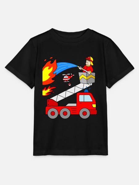 Brandweerwagen gebruik vuurvuur - Stanley/Stella T-shirt MINI CREATOR til børn - sort