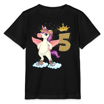 Anniversaire Fille Licorne 5 ans - T-shirt bio MINI CREATOR Stanley/Stella Enfant - noir - Devant - Mikhail (115cm)