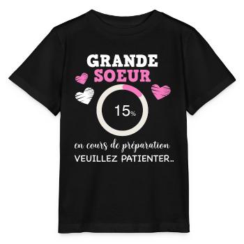 Grande Soeur veuillez patienter Citation Naissance - T-shirt bio MINI CREATOR Stanley/Stella Enfant - noir - Devant - Mikhail (115cm)