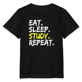 Eat Sleep Study Repeat Sentence École - T-shirt bio MINI CREATOR Stanley/Stella Enfant - noir - Devant - Mikhail (115cm)