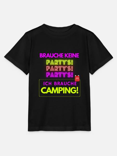 keine Partys - sondern Camping! - Stanley/Stella Kinder T-Shirt MINI CREATOR - Schwarz