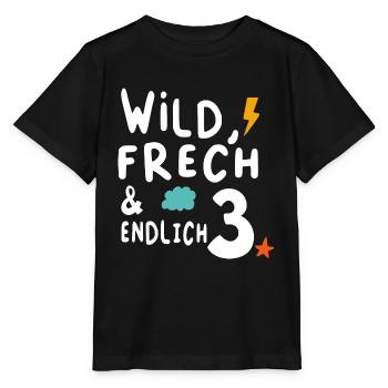Kinder Wild, Frech & endlich 3, Kindergeburtstag - Stanley/Stella Kinder T-Shirt MINI CREATOR  - Schwarz - Vorne - Mikhail (115cm)
