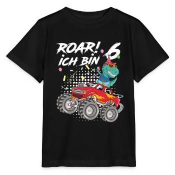 6. Geburtstag Kindergeburtstag Roar Ich Bin 6 - Stanley/Stella Kinder T-Shirt MINI CREATOR  - Schwarz - Vorne - Mikhail (115cm)