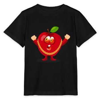 Lustiger Apple-Charakter - Stanley/Stella Kinder T-Shirt MINI CREATOR  - Schwarz - Vorne - Mikhail (115cm)
