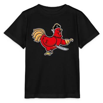 Humour Poule Drôle Animal Coq pirate Poulet Poule - T-shirt bio MINI CREATOR Stanley/Stella Enfant - noir - Devant - Mikhail (115cm)