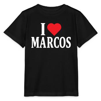 t-shirt J’aime Marcos t-shirt idée cadeau - T-shirt bio MINI CREATOR Stanley/Stella Enfant - noir - Devant - Mikhail (115cm)